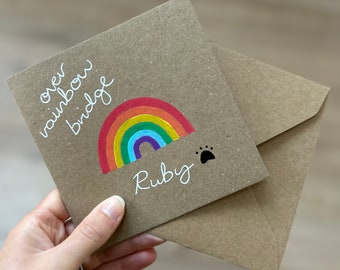 Over the rainbow bridge card - rainbow bridge card - pet synpathy card - pet loss card - pet bereavement - rainbow sympathy card