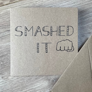 Carta "Smashed it" - carta "ben fatto" - carta "congratulazioni" - carta "ottimo lavoro" - carta "pugno alzato" - lavoro fantastico - sei fantastico - sei fantastico