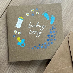 Carte florale bébé garçon - carte bébé garçon - carte bébé - carte baby shower - carte enceinte - cadeau bébé - nouveau-né - petite fille - carte jumeaux