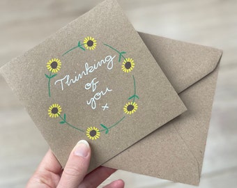Sunflower thinking of you card - sunflower card - thinking of you card - sympathy card - positivity card - friendship card - bereavement