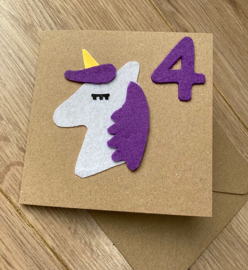 Unicorn birthday card unicorn card childrens birthday special age girl birthday personalised age card image 7
