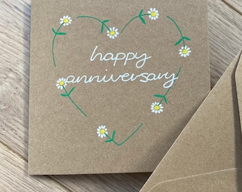 Daisy anniversary card - happy anniversary card - wedding anniversary card - floral anniversary - personalised anniversary card