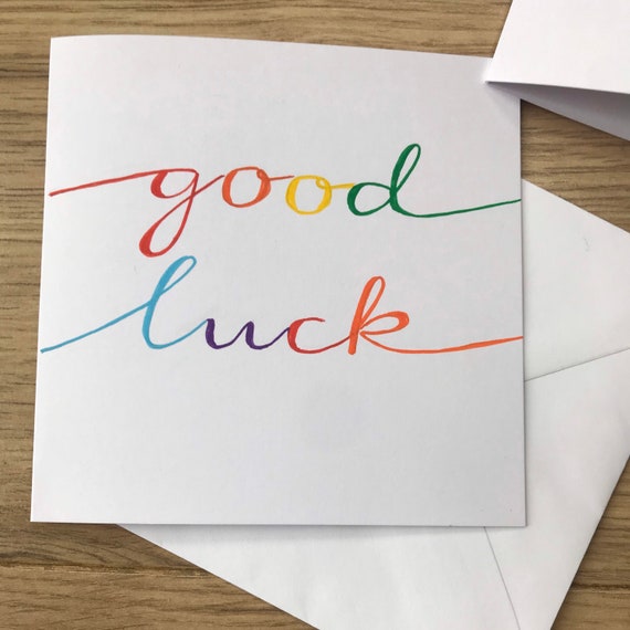 Rainbow Good Luck Card Good Luck Card Fingers Crossed | Etsy UK