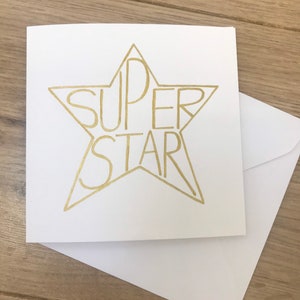 Carte superstar - super star - carte bravo - excellent travail - carte de félicitations - carte de réussite d'examen - nouvel emploi - carte de promotion - félicitations