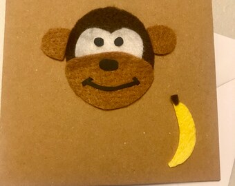 Monkey card - monkey birthday card - special age - childrens birthday card - age card - boy birthday - girl birthday - personalised -