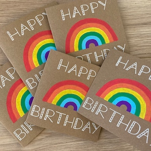 Paquete de 5 tarjetas de cumpleaños - paquete de tarjetas arcoíris - tarjetas de cumpleaños arcoíris - paquete de tarjetas de cumpleaños - tarjeta de feliz cumpleaños - cumpleaños infantil