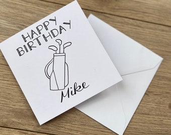 Golf birthday card - birthday card - golf lover card - male birthday card - dad birthday - sporty birthday card - golf mad card - golf bag