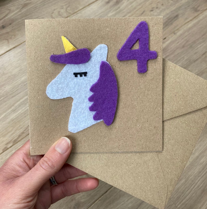 Unicorn birthday card unicorn card childrens birthday special age girl birthday personalised age card image 6