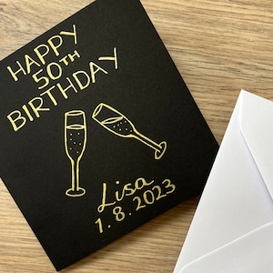 Carte personnalisée des 50 ans - carte des 50 ans - carte d'anniversaire prosecco - carte d'anniversaire champagne - carte d'anniversaire personnalisée - carte d'anniversaire