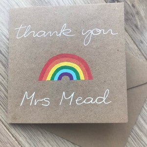 Bedankkaart leraar - gepersonaliseerde lerarenkaart - regenboog lerarenkaart - bedankje kinderdagverblijf - sleutelwerker - verzorger - onderwijsassistent