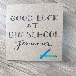 Buona fortuna per la grande scuola - biglietto di inizio scuola - biglietto per la nuova scuola - buona fortuna per la nuova scuola - biglietto scolastico personalizzato - biglietto di buona fortuna