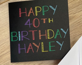 40th birthday card - 18th birthday - 21st - birthday - 30th - 50th - 60th - 70th - 80th - 90th - birthday card - personalised birthday card