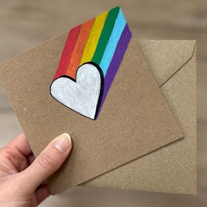 Regenbogen Herz Karte - Valentinskarte - Verlobungskarte - Hochzeitskarte - Liebeskarte - Positivität - Regenbogen Liebe - Jubiläumskarte - LGBTQ+