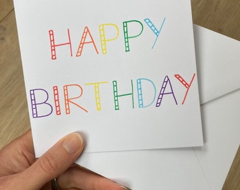 Rainbow birthday card - personalised birthday card - rainbow card - special age card - mum birthday - friend birthday - birthday card