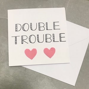 Carte double problème - carte jumeaux - carte garçons jumeaux - carte filles jumelles - garçon et fille jumeaux - carte nouveau bébé - carte baby shower - nouveaux bébés