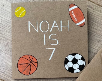 Carte d'anniversaire de sport - carte de sport - carte de football - carte de basket-ball - carte de tennis - carte de rugby - carte d'amateur de sport - carte d'anniversaire de garçon