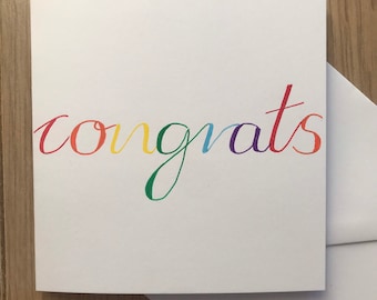 Congrats card - congratulations - new job card - promotion - exam pass - driving test - graduation - well done - great job - rainbow card
