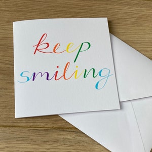 Blijven lachen kaart - blije kaart - positiviteitskaart - good vibes-kaart - vriendenkaart - beterschap - vrolijker - voel je beter - ik denk aan je