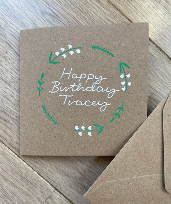 Lily of the valley birthday card - floral birthday card - may birth flower card - personalised birthday card - lily of the valley card