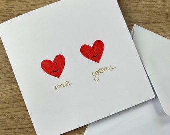 Me and you card - cute valentines card - cute anniversary card - smiling heart card - valentines card - wedding card - anniversary card