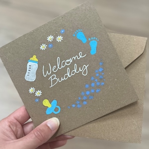 Carte de bienvenue pour bébé - carte de bienvenue dans le monde - carte de bébé - bébé garçon - petite fille - carte de baby shower - cadeau de naissance - bonjour bébé