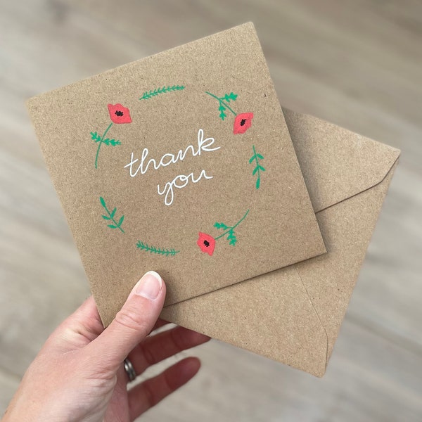 Poppy thank you card - poppy card - thank you card - floral thank you - flower thank you - send thanks - thank you gift - wedding thank you