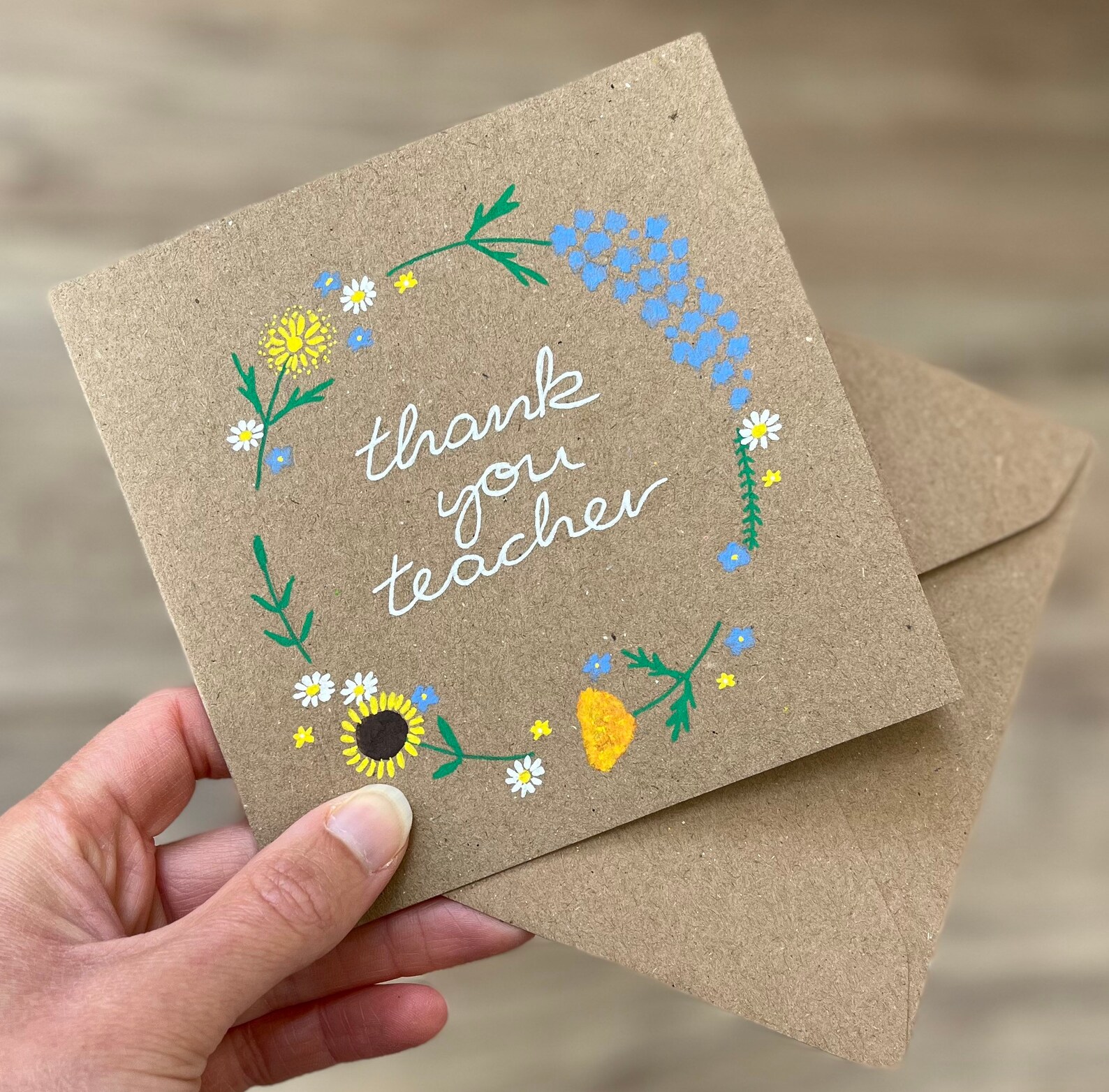 Thank You Teacher Card Teacher Thank You Card Floral - Etsy