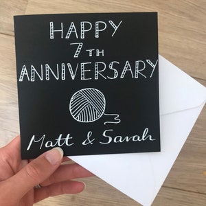 Jubiläumskarte 7 - Hochzeitstag - Wolljubiläum - Hochzeitskarte - Kupferjubiläum - personalisiertes Jubiläum - 7