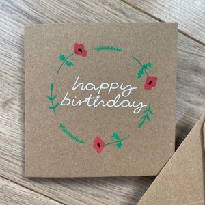 Carte d'anniversaire pavot - carte de pavot - carte d'anniversaire florale - fleur de naissance d'août - mois de naissance d'août - carte d'anniversaire - anniversaire de maman