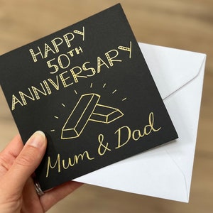 Tarjeta del 50 aniversario de bodas - tarjeta de bodas de oro - 50 aniversario - tarjeta de boda - tarjeta de aniversario personalizada - tarjeta personalizada