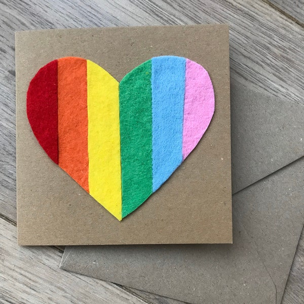 Rainbow heart card - rainbow card - valentines day card - wedding card - engagement card - anniversary card - love card - pride card - lgbtq