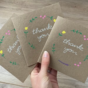 Set van 3 bedankkaarten - bedankkaarten bloemen - bedankkaarten - met bedankje - bruiloft bedankkaart - bloemenkaart - set van 3 bedankkaarten
