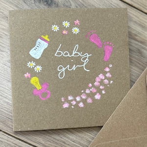 Carte florale bébé fille - carte bébé fille - carte bébé - carte baby shower - carte enceinte - cadeau bébé - nouveau-né - bébé garçon - carte jumeaux