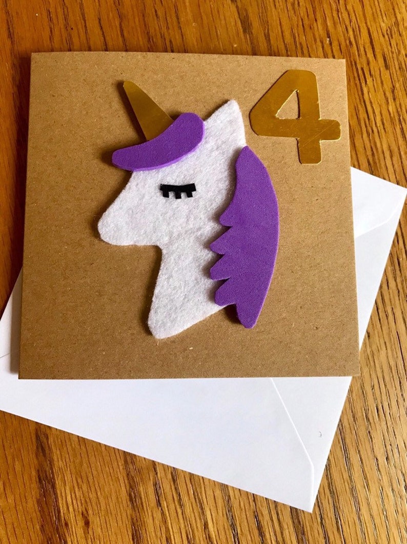 Unicorn birthday card unicorn card childrens birthday special age girl birthday personalised age card image 1