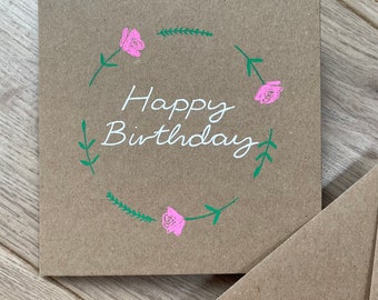 Rose birthday card - personalised birthday card - june birth flower - june birth month card - floral card - mum birthday - friend birthday