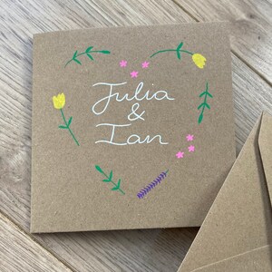 Personalised wedding card - floral wedding card - couple’s name wedding card - personalised engagement card - personalised valentines card