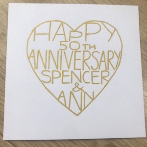 Tarjeta de aniversario de bodas de oro - 50 aniversario de bodas - tarjeta de boda personalizada - tarjeta de bodas de oro - tarjeta de esposo - tarjeta de esposa