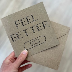 Tarjeta para sentirse mejor - Tarjeta para recuperarse pronto - Tarjeta de yeso - Espero que te sientas mejor - Tarjeta para recuperarte - Siéntete bien - Tarjeta de positividad - Estoy pensando en ti