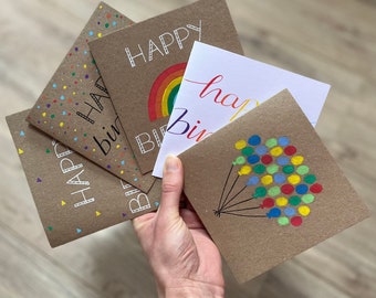 5er Set Geburtstagskarten, 5er Set Geburtstagskarten, 5er Set, Geburtstagskarte, Kindergeburtstag, Geburtstagskarte, Geburtstagskarte, bunter Geburtstag, bunter Geburtstag