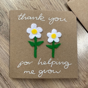 Merci de m'avoir aidé à grandir - carte de remerciement d'enseignant - carte d'école maternelle - carte de garderie - carte de fête des mères - carte de maman - carte de fin d'études