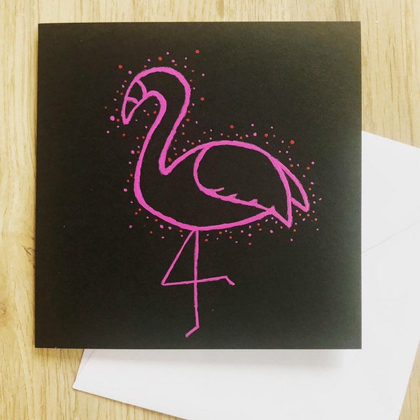 Flamingo card - birthday card - girl birthday card - flamingo birthday - personalised card - thinking of you card - positivity card