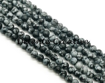 10 PCS- Perles rondes Obsidiennes des neiges - pierres semi-précieuses 3 mm