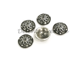 5 Pcs- Chiseled cups - Silver metal caps - 14 mm (nickel free)
