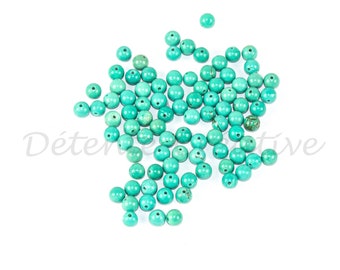 10 Pcs - Perles rondes Howlite Turquoise - Pierres semi- précieuses 4 mm