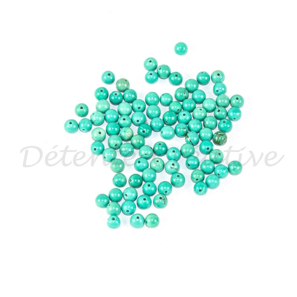 10 Pcs - Perles rondes Howlite Turquoise - Pierres semi- précieuses 4 mm