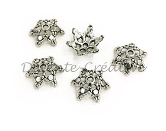 5 Pcs- Coupelles ciselées  - Calottes métal argenté - 18 x 0.6 mm ( sans nickel)