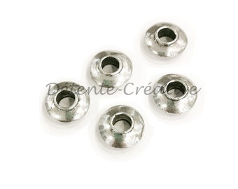 5 Pcs - Perles spacers - Perles intercalaires métal argenté 15 x 0.6 mm ( sans nickel)