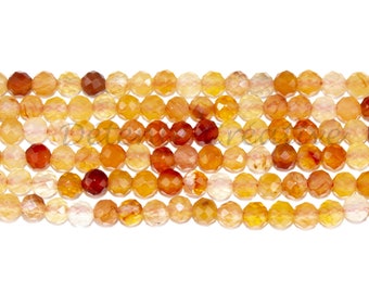 10 Pcs - Faceted Carnelian round pearls - Semi-precious stones 3 mm