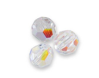 5 Pcs - Perles ronde 5000 SWAROVSKI facettées Crystal AB 8 mm