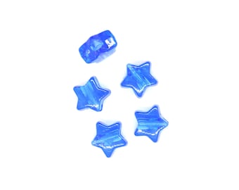 5 Pcs - Beads translucent blue acrylic stars 13 x 13 x 0.4 mm